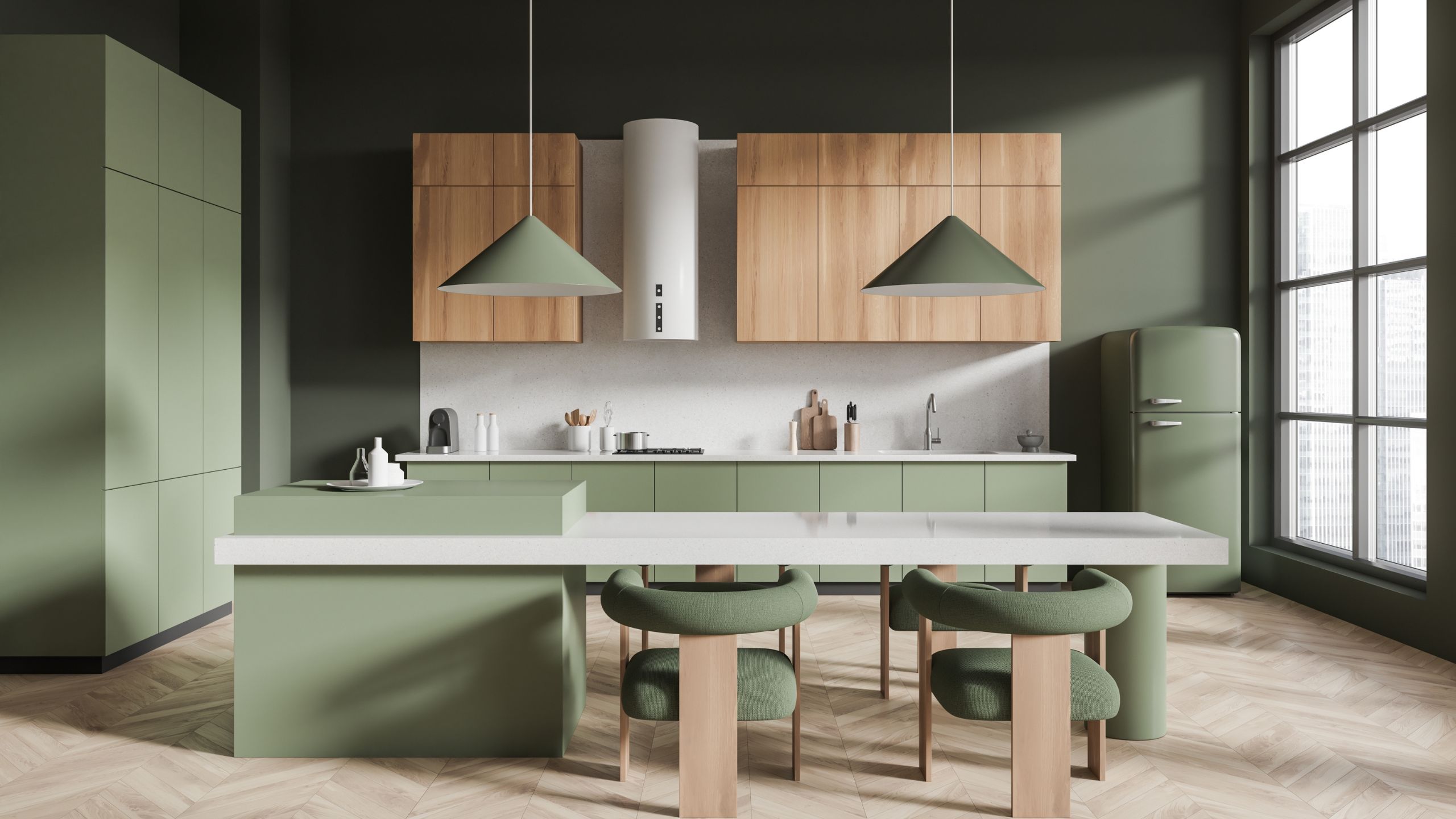 조리 공간과 식탁의 색 균형 맞추기